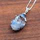 TWS SS Dumotierite Quartz Crystal 21mm Prong Set Pendant on 18" Chain