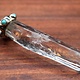 WEB: SS Laser Quartz Rough Point 60mm Silver Capped w/Six Turquoise Round Cab 3mm on Cap Pendant