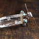 WEB: SS Laser Quartz Rough Point 60mm Silver Capped w/Six Turquoise Round Cab 3mm on Cap Pendant
