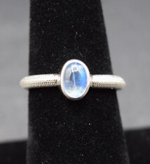 STB 001 Rainbow Moonstone Textured Snake Band Ring Size 7
