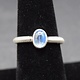 STB 001 SS Rainbow Moonstone 7mm Oval, Bezel Set Textured Snake Band, Ring Size 7
