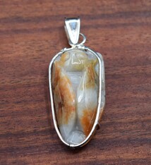 Burmese Jadeite Hand-Carved Insect Wire-Framed Pendant