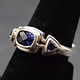 TWS 057 SS Iolite 3-Stone Squoval and Triangle Ring Size 7