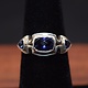 TWS 057 SS Iolite 3-Stone Squoval and Triangle Ring Size 7
