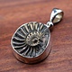 SS Ammonite Print Brushed with Gold 20mm Bezel-Set Pendant