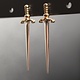 NID SS Sword with Bronze Hilt 35mm x 9mm Stud Earrings