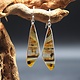 SS Montana Agate Triangular 40x12mm Cab Edge-Set Bezel Dangle Earrings