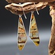 SS Montana Agate Triangular 40x12mm Cab Edge-Set Bezel Dangle Earrings