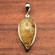 SS Gold Rutilated Quartz 28mm Pear Shaped Cab Bezel Set Pendant