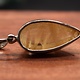 SS Gold Rutilated Quartz 28mm Pear Shaped Cab Bezel Set Pendant