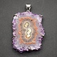 VIT 005 SS Amethyst Stalactite 72mm Slice Custom Frame and Prong Set Pendant