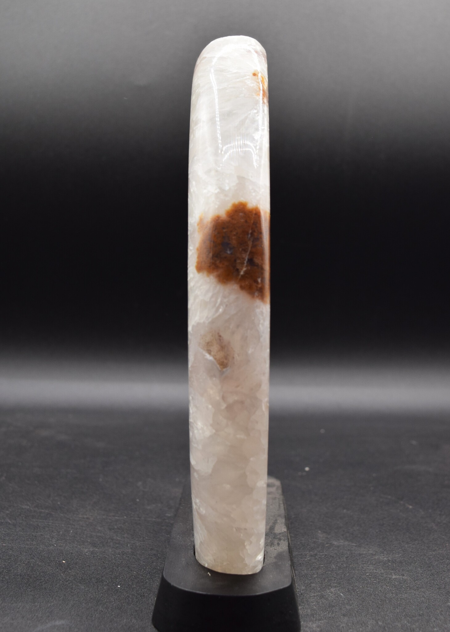 Quartz + Agate 2.96kg Polished Flame w/ Druzy on Black Base