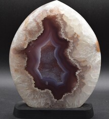 Quartz + Agate Polished Flame w/ Druzy on Black Base