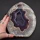 Quartz + Agate 2.96kg Polished Flame w/ Druzy on Black Base