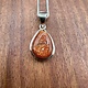 SS Sunstone  Pear 14mm Cabochon Bezel Set Pendant 18" Chain