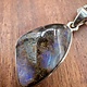 Australian Boulder Opal 22mm Triangular Cabochon Bezel Set Pendant on 18" Chain