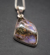 Australian Boulder Opal 22mm Triangular Pendant on 18" Chain