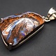 Australian Boulder Opal 30mm Prong Set Pendant on 18" Box Chain