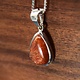 SS Sunstone  Pear 14mm Cabochon Bezel Set Pendant 18" Chain