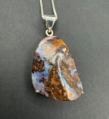Australian Boulder Opal 30mm Pendant on 18" Chain