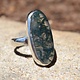 BLB 066 SS Moss Agate 26mm Oval Cab Bezel Set Ring Size 8