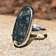 BLB 066 SS Moss Agate 26mm Oval Cab Bezel Set Ring Size 8