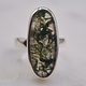 BLB 066 SS Moss Agate 26mm Oval Cab Bezel Set Ring Size 8