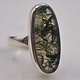 BLB 066 SS Moss Agate 26mm Oval Cab Bezel Set Ring Size 8