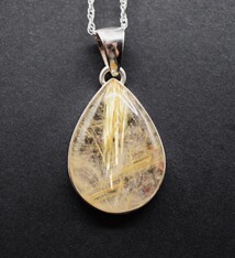 Rutilated Quartz Pear 17x25mm Pendant