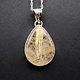 SS Rutilated Quartz 17x25mm Pear Shape Cabochon Bezel Set Pendant