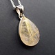 SS Rutilated Quartz 17x25mm Pear Shape Cabochon Bezel Set Pendant