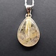 SS Rutilated Quartz 17x25mm Pear Shape Cabochon Bezel Set Pendant