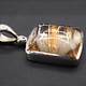 BLB 066 SS Rutilated Quartz Square 20mm Cabochon Hinged Bail Pendant