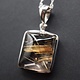 BLB 066 SS Rutilated Quartz Square 20mm Cabochon Hinged Bail Pendant