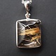 BLB 066 SS Rutilated Quartz Square 20mm Cabochon Hinged Bail Pendant