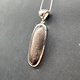 STB 001 SS Black Sunstone 13x39mm Oval Cabochon Bezel Set Pendant With Hinged Bail on 18 " Box Chain Necklace