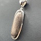 STB 001 SS Black Sunstone 13x39mm Oval Cabochon Bezel Set Pendant With Hinged Bail on 18 " Box Chain Necklace
