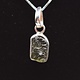 SS Moldavite Rough Tektite 11x9mm Bezel-Set Pendant on 0.9mm Box Chain