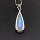 VIT 005 SS Rainbow Moonstone 11x27mm Faceted Teardrop Shaped Pendant With 18" Box Chain