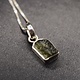 SS Moldavite Rough Tektite 11x9mm Bezel-Set Pendant on 0.9mm Box Chain