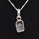 SS Moldavite Rough Tektite 11x9mm Bezel-Set Pendant on 0.9mm Box Chain