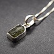SS Moldavite Rough Tektite 11x9mm Bezel-Set Pendant on 0.9mm Box Chain