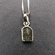 SS Moldavite Rough Tektite 11x9mm Bezel-Set Pendant on 0.9mm Box Chain