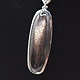 STB 001 SS Black Sunstone 13x39mm Oval Cabochon Bezel Set Pendant With Hinged Bail on 18 " Box Chain Necklace