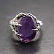 GDS 035 SS Amethyst 14x17mm Oval Cabochon Oxidized Talon Prong Ring Size 9