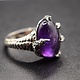 GDS 035 SS Amethyst 14x17mm Oval Cabochon Oxidized Talon Prong Ring Size 9