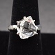 STB 001 SS Herkimer 13x14mm Crystal Prong Set Ring With Hammered Shank, Sz. 8