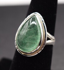 SS Aventurine 12x18mm Pear Ring, Sz. 6