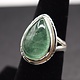 SS Aventurine 12x18mm Pear Shape Cabochon Notched Bezel Ring, Sz. 6