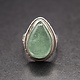 SS Aventurine 12x18mm Pear Shape Cabochon Notched Bezel Ring, Sz. 6